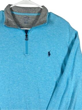 Polo Ralph Lauren Luxury Jersey Quarter Zip Pullover Mens Large Heather Gray